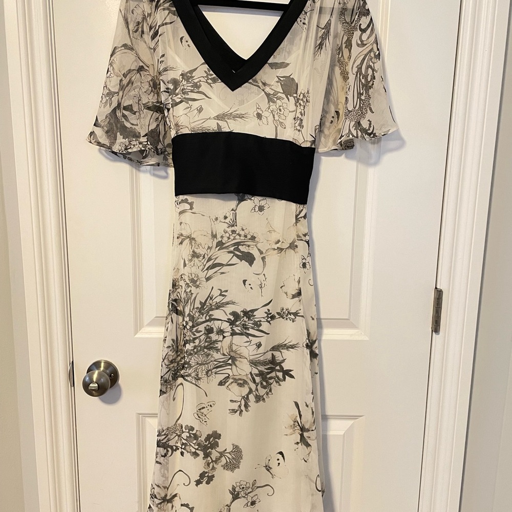 Elegant Black and White Floral Dress
